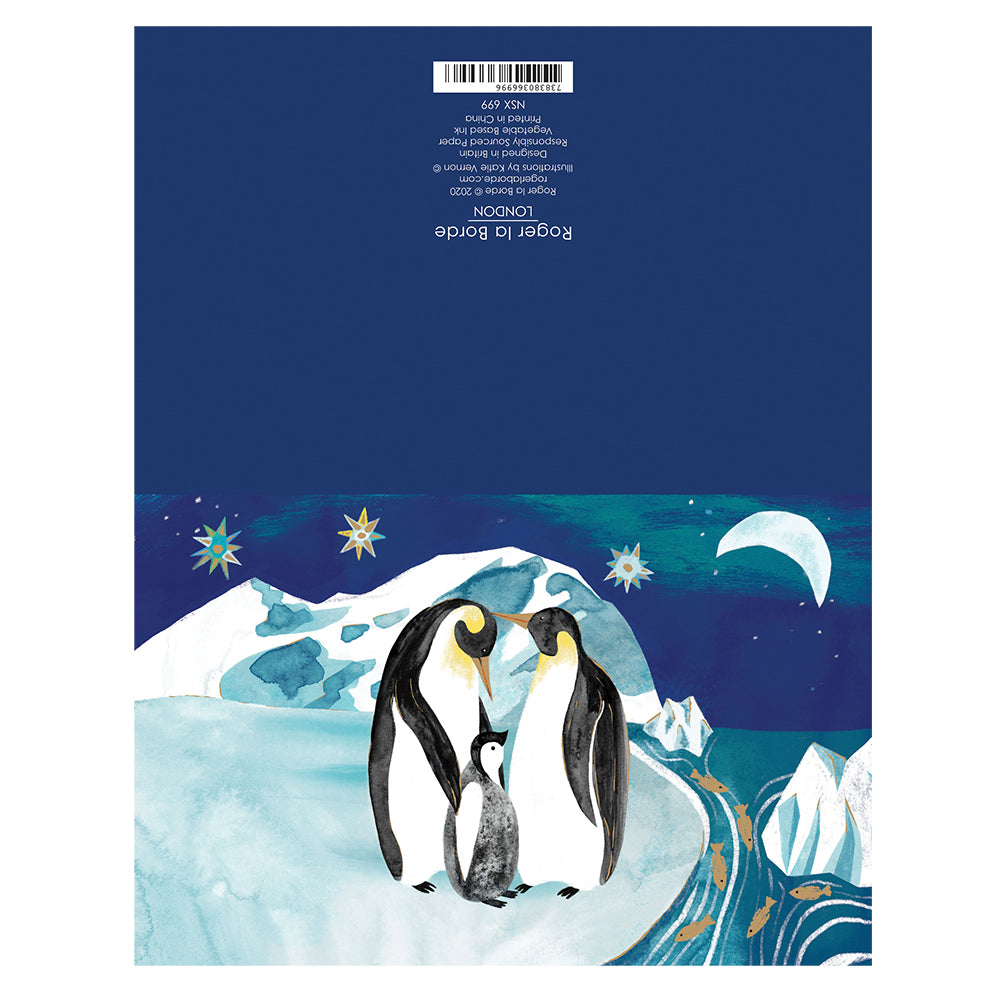Penguin Trio Gold Foil Petite Christmas 8 Cards 150 x 90 mm Roger la Borde