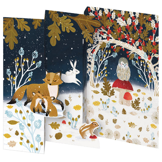 Paw prints in the Snow Tri fold Christmas Card 5 pack 90 x 140 mm + env Roger la Borde