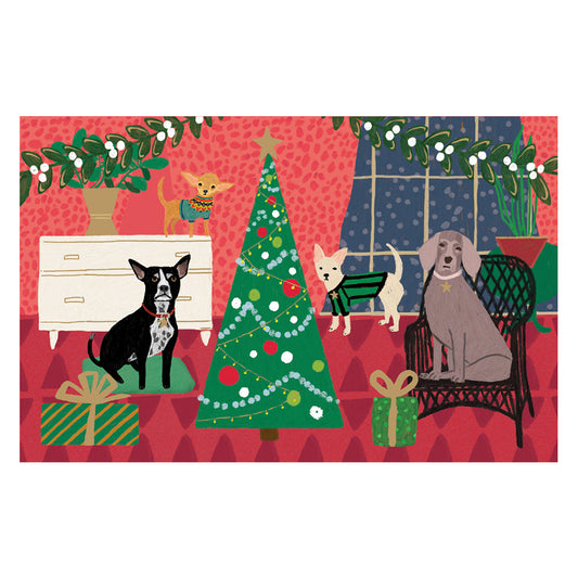 Precious Pooches Dog Gold Foil Petite Christmas 8 Cards 150 x 90 mm Roger la Borde