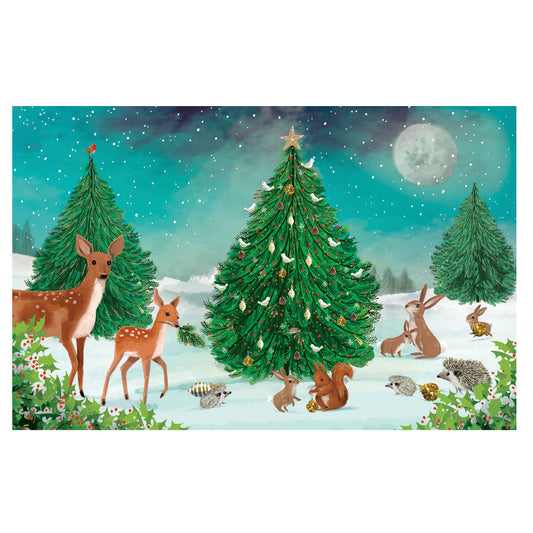Heart of the Forest Deer Animals Gold Foil Petite Christmas 8 Cards 150 x 90 mm Roger la Borde