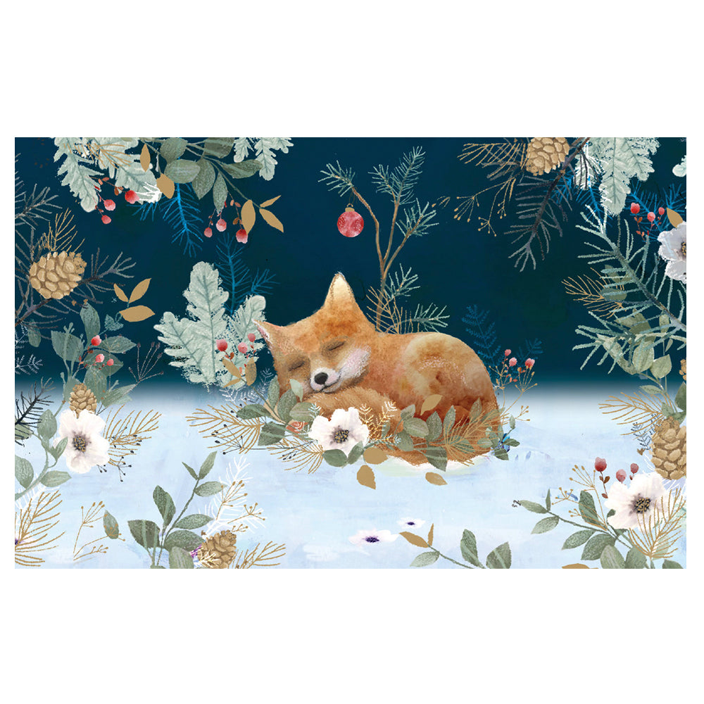 Little Fox Gold Foil Petite Christmas 8 Cards 150 x 90 mm Roger la Borde