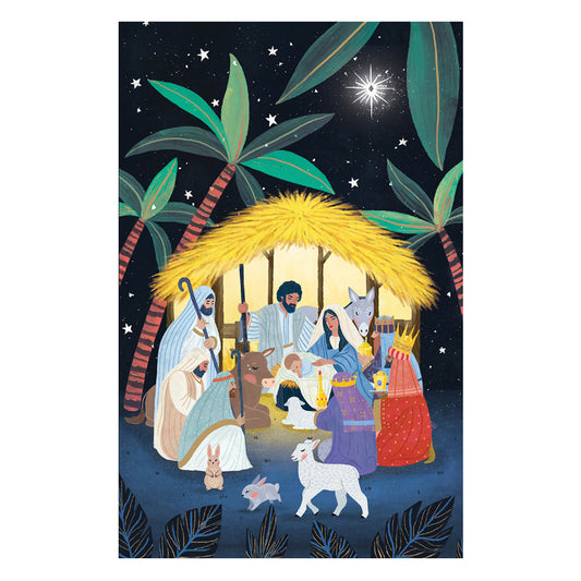 Nativity Gold Foil Petite Christmas 8 Cards 150 x 90 mm Roger la Borde