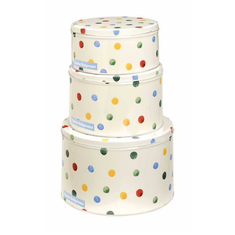 Emma Bridgewater - Polka Dot Set of 3 Round cake Tins - 250 x 145 mm 225 x 120 mm 200 x 95 mm