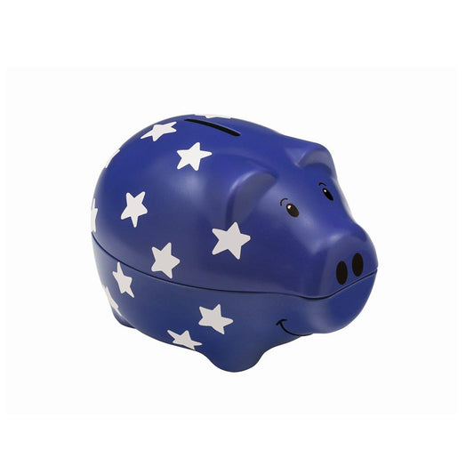 Pound Pigs - Stars Blue 150 x 115 x 105 Money box Tin Piggy Bank