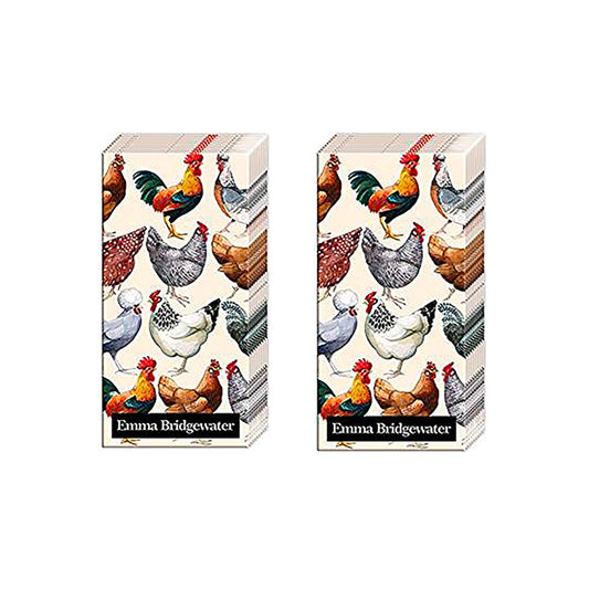Hen and ToastEmma Bridgewater Hen and Toast  IHR Paper Pocket Tissues - 2 packs of 10 tissues 21 cm square