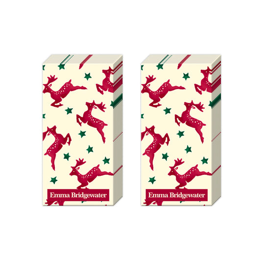 Emma Bridgewater Reindeer IHR Paper Pocket Tissues - 2 packs of 10 tissues 21 cm square