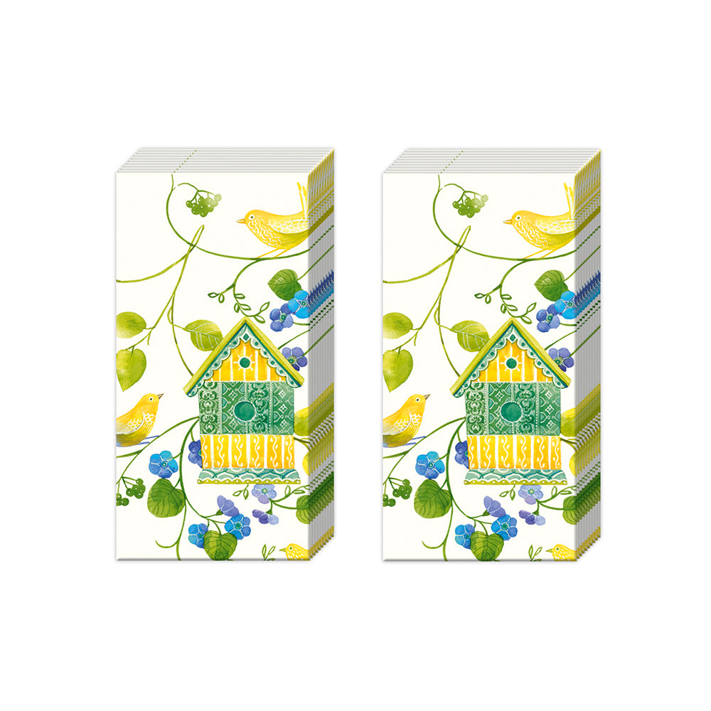 LOVELY HOME Birdhouse cream IHR Paper Pocket Tissues - 2 packs of 10 tissues 21 cm square