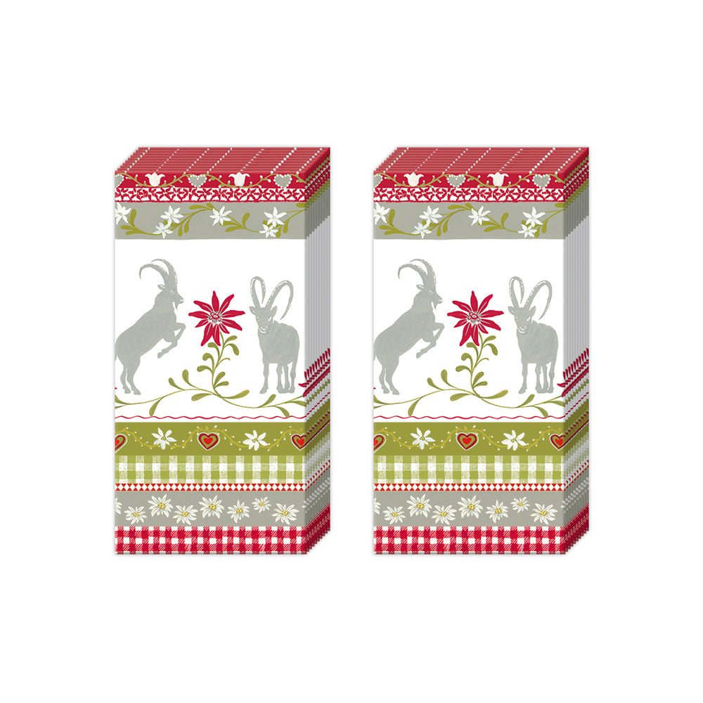 MOUNTAIN CHARM red IHR Paper Pocket Tissues - 2 packs of 10 tissues 21 cm square