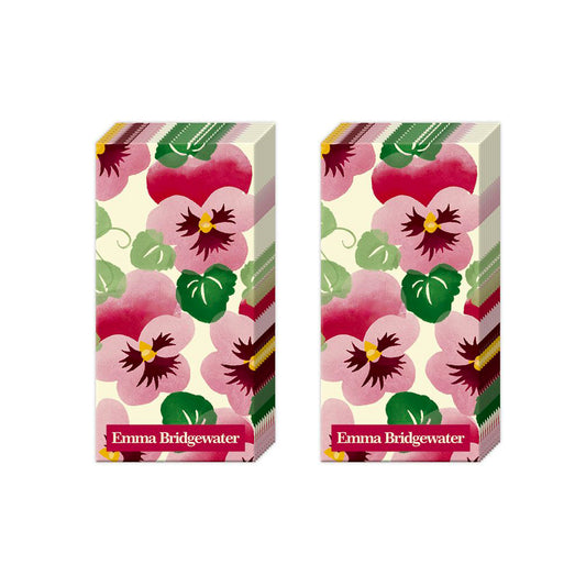 Emma Bridgewater PINK PANSY IHR Paper Pocket Tissues - 2 packs of 10 tissues 21 cm square