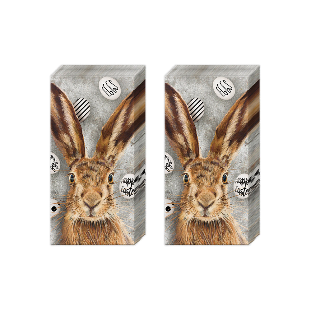 OH MY RABBIT ...Easter IHR Paper Pocket Tissues - 2 packs of 10 tissues 21 cm square