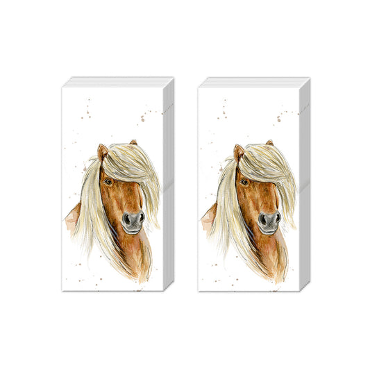 FARMFRIENDS Horse IHR Paper Pocket Tissues - 2 packs of 10 tissues 21 cm square
