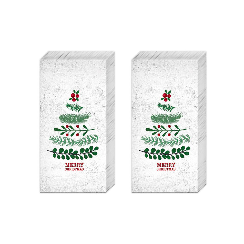Natural Christmas Tree IHR Paper Pocket Tissues - 2 packs of 10 tissues 21 cm square
