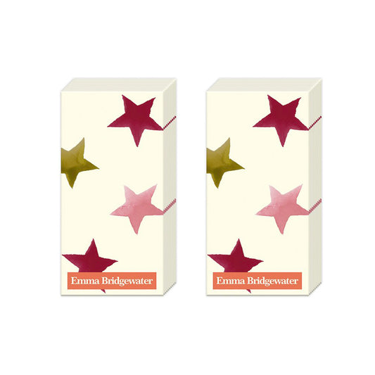 Emma Bridgewater STARGAZER LILY STAR cream IHR Paper Pocket Tissues - 2 packs of 10 tissues 21 cm square