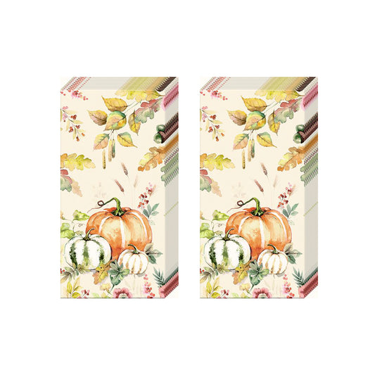 Pumpkin Love Cream IHR Paper Pocket Tissues - 2 packs of 10 tissues 21 cm square