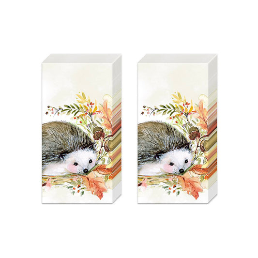 Sweet Hedgehog, cream IHR Paper Pocket Tissues - 2 packs of 10 tissues 21 cm square
