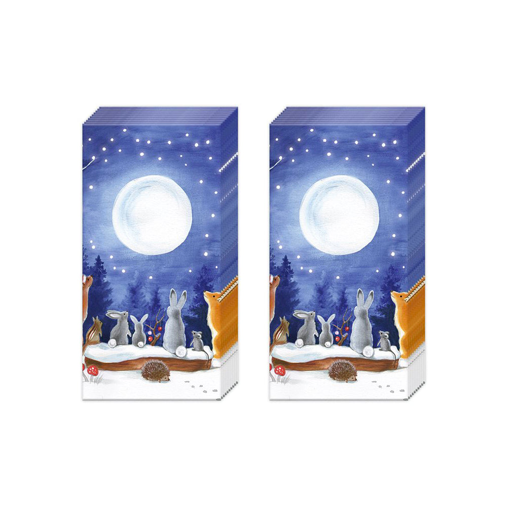 Forestdale Christmas Animals Moon IHR Paper Pocket Tissues - 2 packs of 10 tissues 21 cm square