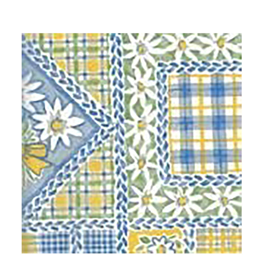 Daisy Patchwork Blue Yellow Tissue Paper 5 Sheets of 20 x 30" Satinwrap Tissue Wrapping Paper