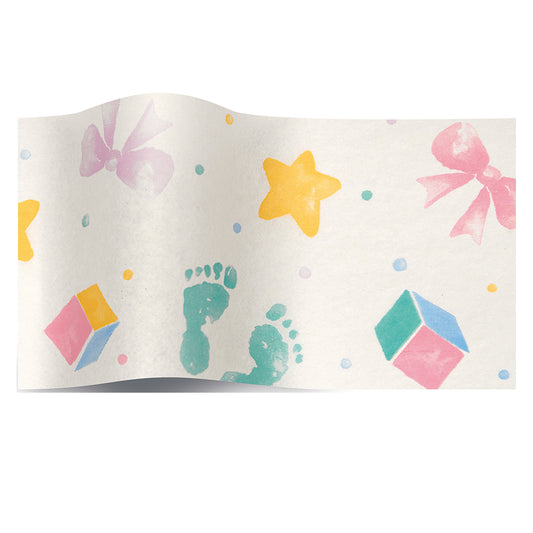 Baby Print Tissue Paper 5 Sheets of 20 x 30" Satinwrap Tissue Wrapping Paper