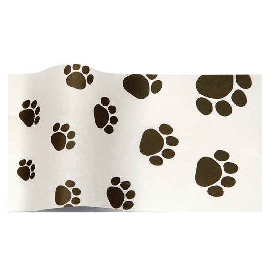 Paws Black White Tissue Paper 5 Sheets of 20 x 30" Satinwrap Tissue Wrapping Paper