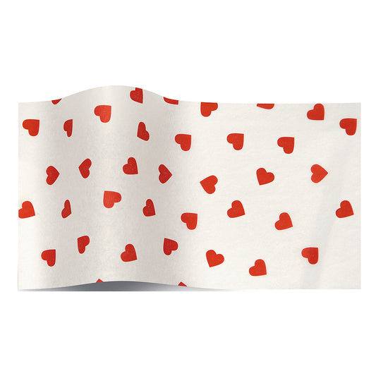 Contemporary Hearts Red Tissue Paper 5 Sheets of 20 x 30" Satinwrap Tissue Wrapping Paper