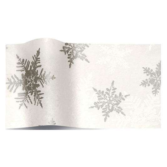 Pearl Silver Snowflake Tissue Paper 5 Sheets of 20 x 30" Satinwrap Tissue Wrapping Paper
