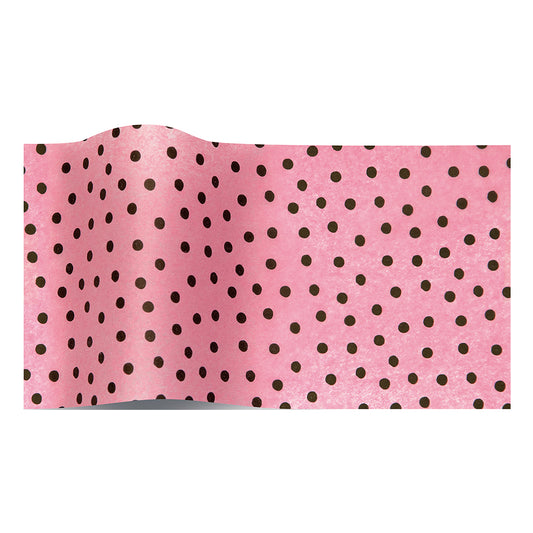 Speckled Rasberry Black Dots Tissue Paper 5 Sheets of 20 x 30" Satinwrap Tissue Wrapping Paper
