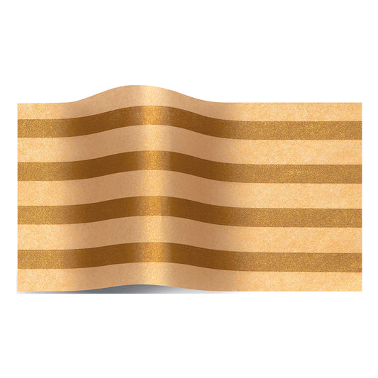 Gold Stripe On Sun Gold Tissue Paper 5 Sheets of 20 x 30" Satinwrap Tissue Wrapping Paper
