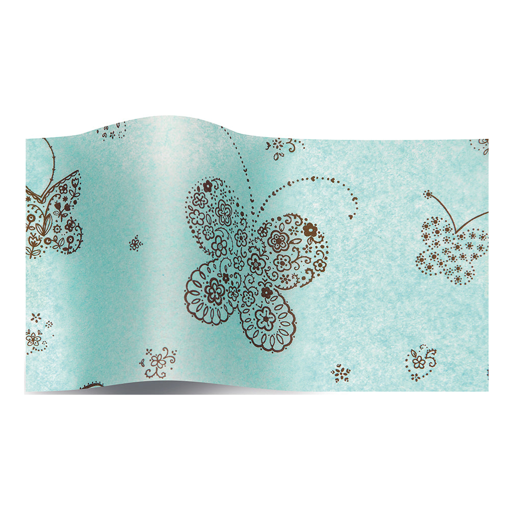 Butterflies Light Blue Tissue Paper 5 Sheets of 20 x 30" Satinwrap Tissue Wrapping Paper