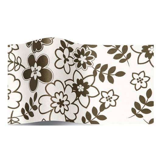 Retro Floral Black White Tissue Paper 5 Sheets of 20 x 30" Satinwrap Tissue Wrapping Paper