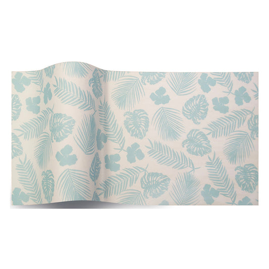 Tropical Mist Light Blue Leaves Tissue Paper 5 Sheets of 20 x 30" Satinwrap Tissue Wrapping Paper