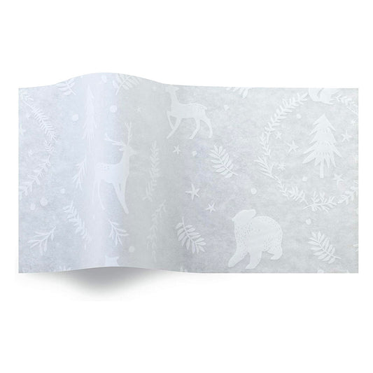 Woodland Critters Silver Tissue Paper 5 Sheets of 20 x 30" Satinwrap Tissue Wrapping Paper