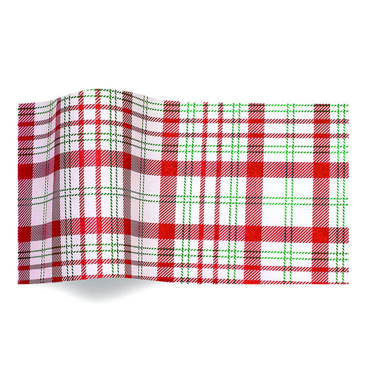 Perfectly Plaid Red Tissue Paper 5 Sheets of 20 x 30" Satinwrap Tissue Wrapping Paper