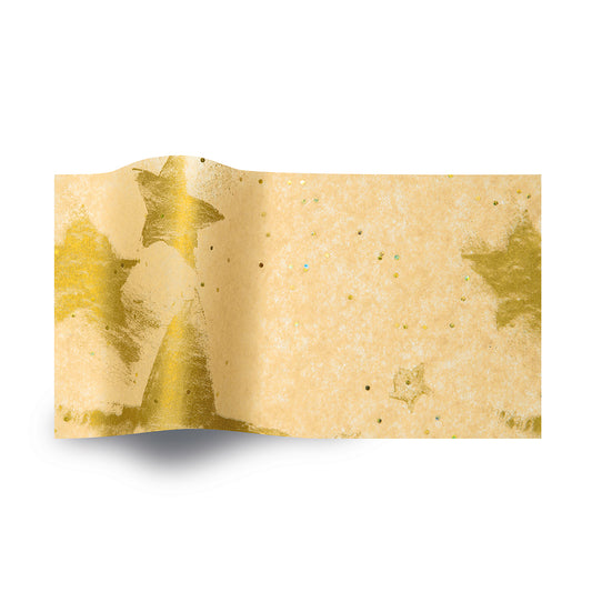Gold Dust Star Gemstone Tissue Paper 5 Sheets of 20 x 30" Satinwrap Tissue Wrapping Paper