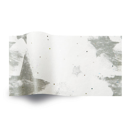 Silver Celebrations White Star Gemstone Tissue Paper 5 Sheets of 20 x 30" Satinwrap Tissue Wrapping Paper