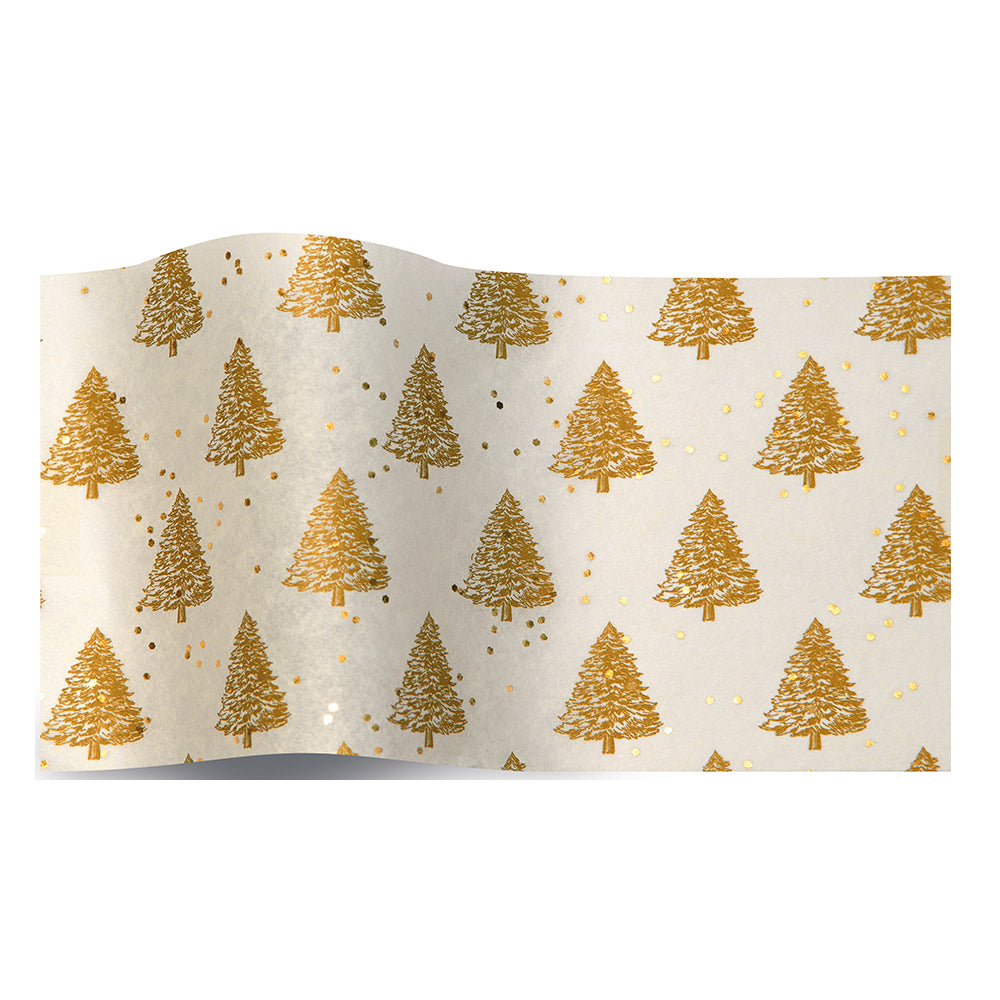 Gold Pearl Trees Gemstone Christmas Tissue Paper 5 Sheets of 20 x 30" Satinwrap Tissue Wrapping Paper