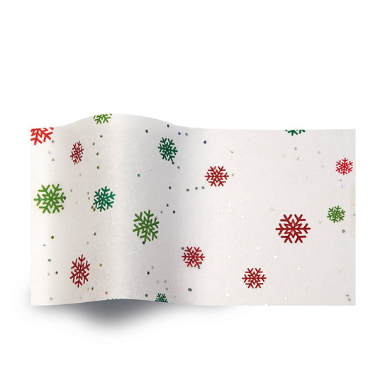 Just Snowflakes Gemstone Christmas Tissue Paper 5 Sheets of 20 x 30" Satinwrap Tissue Wrapping Paper