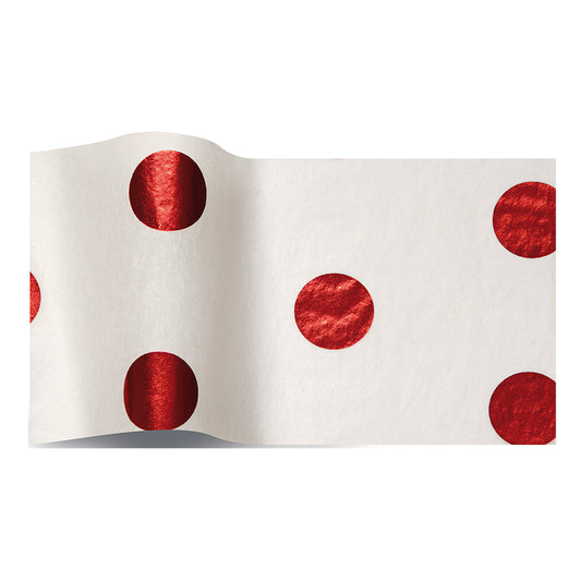 Hot Spots White Red Tissue Paper 5 Sheets of 20 x 30" Satinwrap Tissue Wrapping Paper