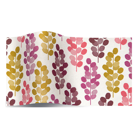 Leafy Garden Pink Purple Tissue Paper 5 Sheets of 20 x 30" Satinwrap Tissue Wrapping Paper