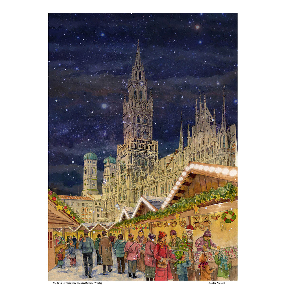 Munchen Christmas Market Advent Calendar Limited Edition A3 297 x 420mm with glitter