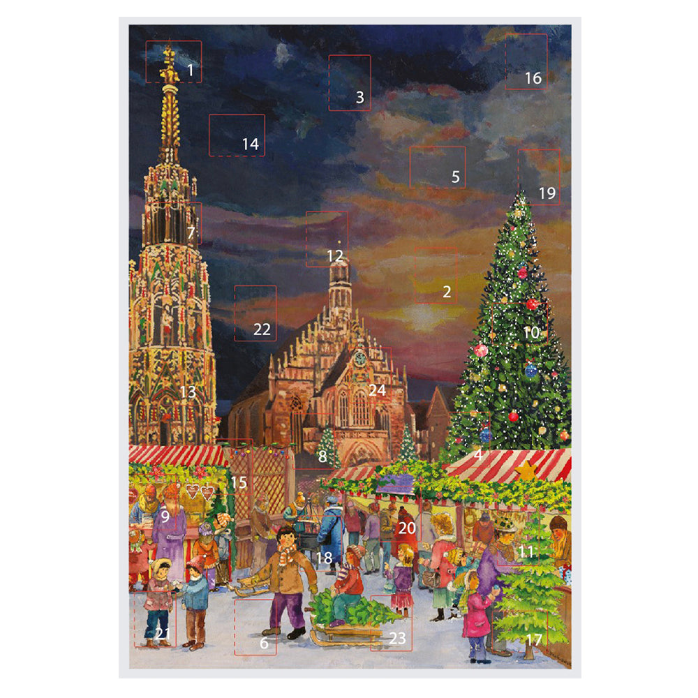 Nurnberg Christmas Market Advent Calendar Limited Edition A3 297 x 420mm with glitter