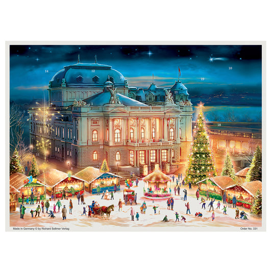 Zurich Oper Christmas Market Advent Calendar Limited Edition A3 297 x 420mm with glitter