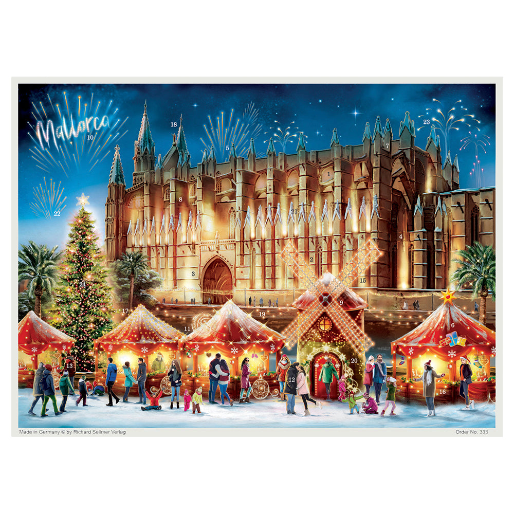 Palma Mallorca Christmas Fair Advent Calendar Limited Edition A3 297 x 420mm with glitter