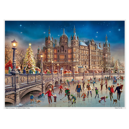 Schweriner Scholl Ice Skating Advent Calendar Limited Edition A3 297 x 420mm with glitter