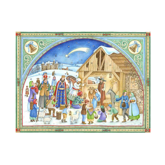 Nativity Wise Men German Advent Card with 24 little doors 105 x 155 mm - Richard Sellmer