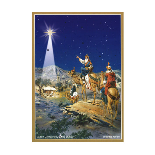 Nativity Wise Men Following The Star German Advent Card with 24 little doors 105 x 155 mm - Richard Sellmer