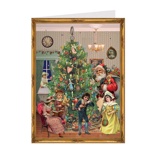 Victorian Tree Santa German Advent Card with 24 little doors 105 x 155 mm - Richard Sellmer