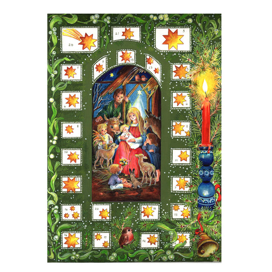 Richard Sellmer Verlag Nativity Mary and Jesus Religious Traditional German A4 Advent Calendar 210 x 297 mm with envelope and glitter