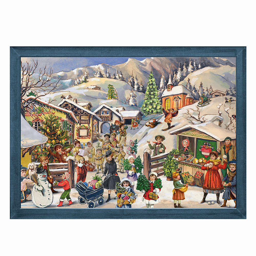 Richard Sellmer Verlag Victorian Snowscene Village Scene in Snow German Advent Calendar 265 x 355 mm with envelope and glitter