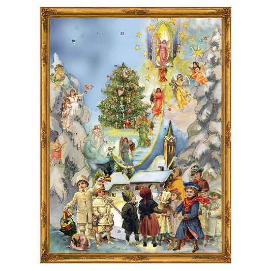 Richard Sellmer Verlag Victorian Snowscene Stairway to Heaven German Advent Calendar 265 x 355 mm with envelope and glitter