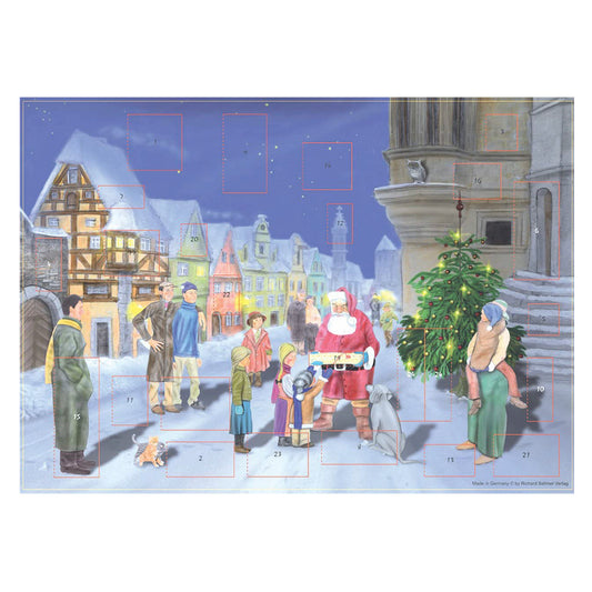 Richard Sellmer Verlag Snowscene Santa in the Snow German Advent Calendar 265 x 355 mm with envelope and glitter